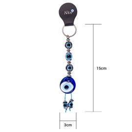 Nevfactory Hamsa - Llavero de mano de piel con vidrio Nazar Boncuk mal de ojo turco, Azul, Small