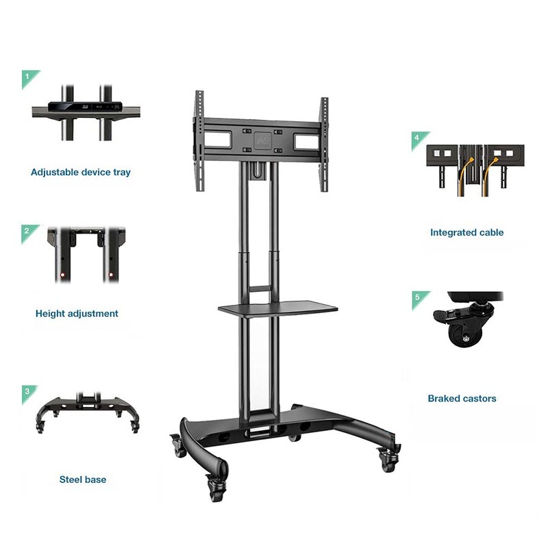 NB Mobile TV Cart, UL Listed, Rolling TV Stand with
