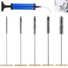 Jortmrd 6-Piece Drill Hole Brush Set with Drill Hole Blower Hole Brush Stainless Steel Cleaning Brush Drill Hole Blower Pump for Efficient Drill Hole Cleaning Hammer Drills (8/12/16/20/25 mm)