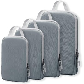 Compression Packing Cubes for Suitcases, Travel Essentials Expandable Travel Bags Organizer for Luggage-4 Set (Grey)