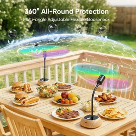 Edvision Rechargeable Fly Fans for Tables, Portable Outdoor Food Fans to Keep Fly Away, Table Fan with LED Display, 360° Flexible Fly Spinners for Table, Party, Picnic, BBQ and Party 4Pack (Oak)