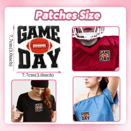 3" Football Game Day Patch Emblem Badge - Embroidered Iron-on Patch for Hats Backpacks Clothing Jeans Bags - Rugby Gameday Iron On Patch (Black)