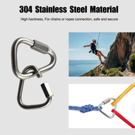 Pack of 2 Carabiner Hooks, Stainless Steel 304 Triangular Carabiner Buckle Quick Connect Durable for Camping, Hiking, Travel, Fishing, Backpack (3.5mm)