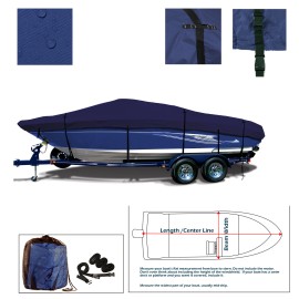 EliteShield Stratos 386XF 385XF Bass Fishing Heavy Duty Trailerable Waterproof Boat Cover - Navy