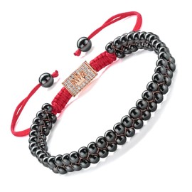 Magnetic Hematite Bracelet for Women,Magnetic Hematite Bracelets with Rose Gold Zirconia，4MM，Magnet Therapy Bracelet，Eliminate Static Electricity (Double Strength Magnet-Rose Gold Crown,4MM)