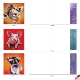 The Best Card Company - 10 Adorable Note Cards Blank (4 x 5.12 Inch) - Wildlife and Animal Cards, Assorted Boxed Kids Set - Animal Magnetism AMQ6218OCB-B1x10