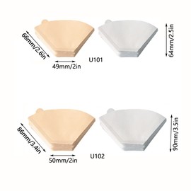 100 Pcs Coffee Filter Papers, Disposable Unbleached Cone Filter Papers Replacement Coffee Filters 2.6 * 2 * 2.5inch （U02 Brown）