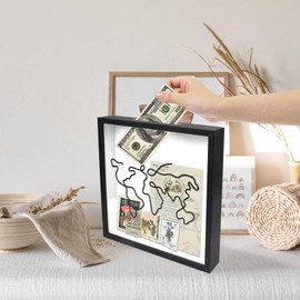 Suerhatcon Adventure Archive box, Wood Travel Memory Box 30x30cm Travel Tickets Shadow Box for Movie Sporting Travel Tickets Stubs