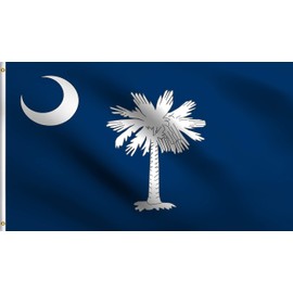 DMSE South Carolina Palmetto State Flag 3X5 Ft Foot 100% Polyester 100D Flag UV Resistant (3' X 5' Ft Foot)