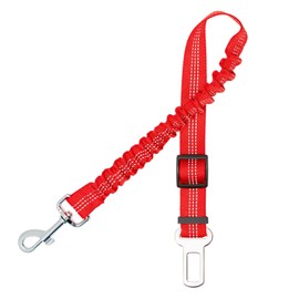 Aerkersun Dog Seat Belt for Car - Adjustable Dog Car Safety Harness, Elastic Cushioning Seatbelt Leash, Reinforced Metal Buckle Anti-Tangle Design, for Small and Medium Pets (Red)