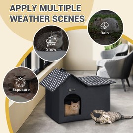 MIU Color Outdoor Cat House, Double Roof Weatherproof Cat House for Outdoor/Indoor Cats, Insulated Wild Cat Shelter with Removable Soft Padding, Easy to Assemble,20" x 13.8" x 16" inch