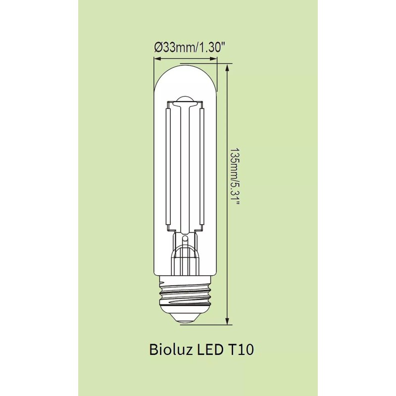 Bioluz LED T10 Dimmable LED Filament Bulb 4W (40W Equivalent)