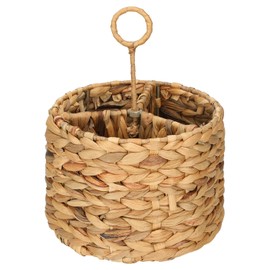 Glenmal Wicker Flatware Storage Basket Utensil Caddy Hand Woven Divided Cutlery Holder Kitchen Utensil Organizer Water Hyacinth Silverware Organizer with Handle for Countertop Party (Round)