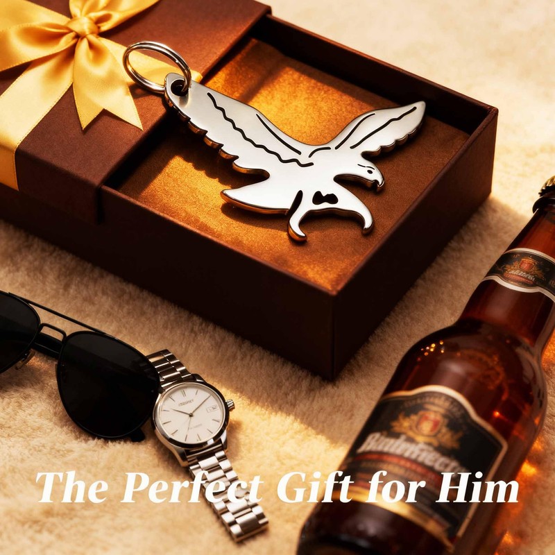 Bald Eagle Bottle Opener Keychain, Pocket EDC Beer Opener