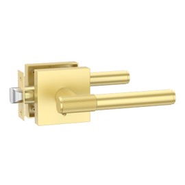 Amerdeco 1 Pack Brushed Gold Door Handles Interior, Knurled Privacy Door Handles,Heavy Duty Door Lever for Bedroom or Bathroom,Reversible Keyless for Left Right Handed Doors AM0029