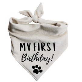 My First Birthday Dog Bandana barkday Black (X-Small)