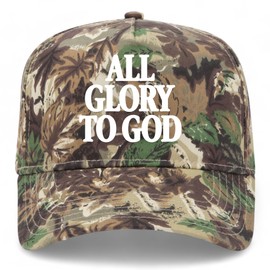 All Glory to God Vintage Trucker Hat | Jesus | Premium Snapback Baseball Hat for Men & Women (US, Alpha, One Size, Camo)