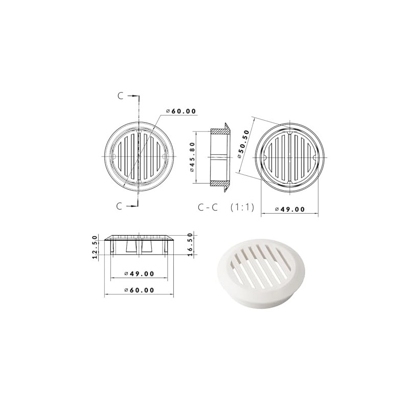 cyclingcolors 10x Ventilation Grille Exhaust Grille Outer Grille Round Total