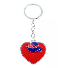 Unbranded Red Heart Purple Hat Charm Keychain Key Ring Society Ladies
