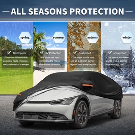 X AUTOHAUX Car Cover Outdoor Waterproof Sun Rain Snow Hail Protection with Left Side Door Zipper Aluminum Film for Kia EV6