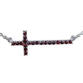 ZIKLARS Bohemian Garnet Cross Necklace
