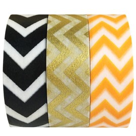 Wrapables Impressions Japanese Washi Masking Tape (Set of 3), 10M L x 15mm W