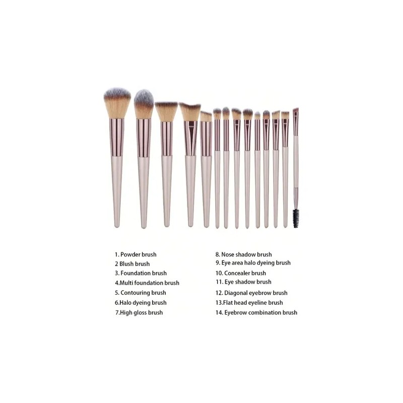 Brochas Velvoss 14 Piezas Cepillo Maquillaje Color Champán
