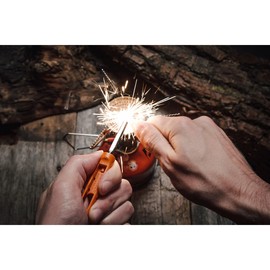 EXOTAC - polySTRIKER Lightweight Ferrocerium Fire Starter with Snap-in Striker for Emergency Kits, Campfires, Hiking, and Survival Supplies (Grey/Black)