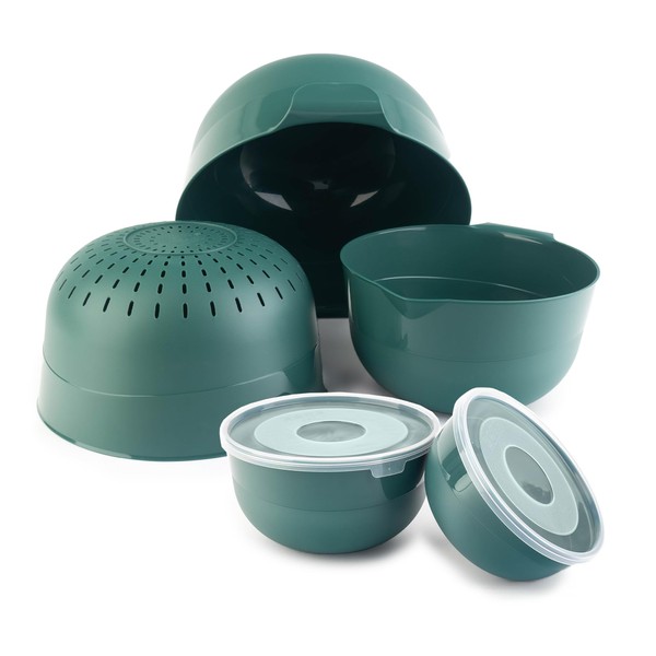 KADAX Bowl Set of 5 with Lids, Salad Bowls, Plastic