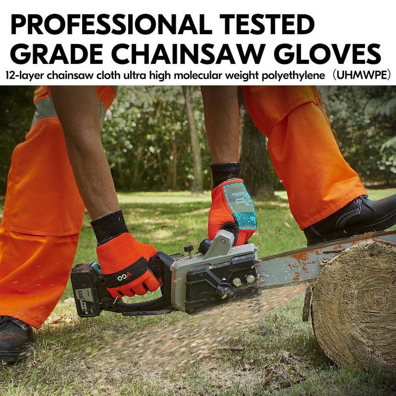 Vgo... Chainsaw Gloves 12-Layer Protection on Left Hand, Safety Forestry