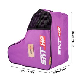 Bolsa para patines con correa de hombro ajustable para niños y adultos para sostener patines en línea, rodilleras (morado)