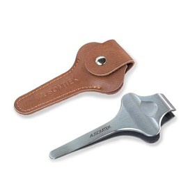 AUSOMTEK - Pinzas de mariposa de precisión de 20 mm para barba, cejas, vello facial y vello encarnado, punta ancha, acero inoxidable, herramienta de depilación con agarre antideslizante y funda, para