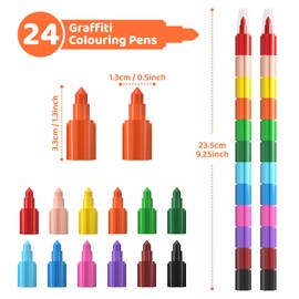 ECHOCUBE 24 x Swop Point Crayons for Kids & Adults, Stacking Crayons for School Office Drawing, Colouring Crayons Pencil Set for Party Bags Fillers, Rainbow Pencils Stationary Supplies