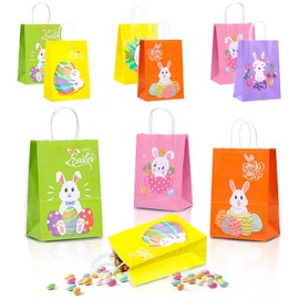 Mizijia Easter Bags for Filling, Pack of 12 Easter Gift Bags, Candy Bags, Gift Bags Rabbits Easter Bag, Gift Bags for Children for Easter (Easter Gift Bag 12)