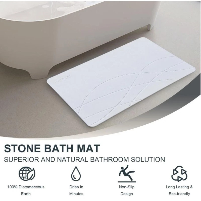 Fakoidat 2 x Elegant Earth Bath Stone Mat (White 23.5