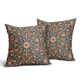 aportt Vintage Floral Pillow Covers 16X16 Inch Set of 2 Burnt Orange Flowers Botanical Decorative Square Pillow Cases Navy Blue Art Cushion Case Farmhouse Home Decor for Sofa Couch Bedroom Outdoor