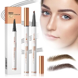 Eyebrow Pencil,Microblading Eyebrow Pencil with 4 Micro-Fork Tips, Long-Lasting Brow, Waterproof, Smudgeproof Brow Pen Easy Creation of Natural Looking Defined Eyebrows for Men Women (Light Brown#1)