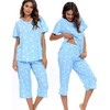 ENJOYNIGHT Women's Cotton Pajamas Set Short Sleeve Top with Capri