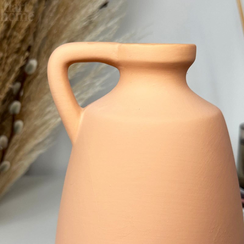 Terracotta Bottle Vase With Handle 20cm Roman Style Ceramic Flower