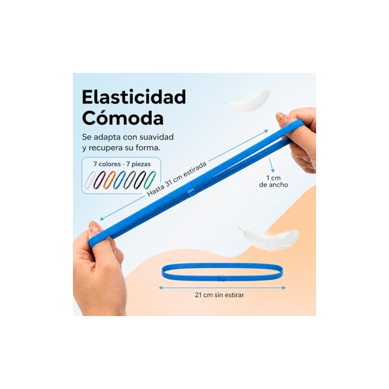 7 Piezas Diademas Deportivas, Bandas Elásticas Antideslizantes para Cabello
