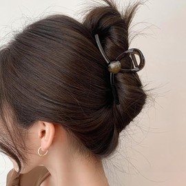 Vigetto Large Hair Clip, Bangs Clip, Hair Clip, Large and Sturdy, Office Hair Clip, Simple Hair Accessory, Hair Clip, Large and Sturdy, One-Bead Cross Hairpin