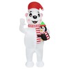 eLUUGIE Inflatable Polar Bear Holding Penguin Christmas Inflatable Penquin Costume