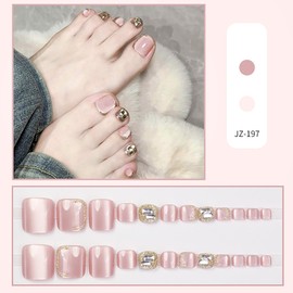 Nail Tip, 24 Pieces, Thumb Nail Seal, Foot False Nail, Nail Tip, Reusable, Gel Nail Tip, Summer Nail, Wedding, Coming-of-Age Ceremony, Foot Nail Easy Peel Off (JP1645)