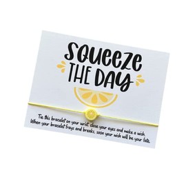 lemon bracelet cord bracelet Squeeze the day bracelet anklet simple dainty with a lemon bead anklet minimalist wish bracelet