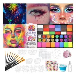 Kit De Pintura Facial Maquillaje Corporal Base Agua 42 Color Plqmpp                                                                                   