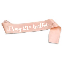 ALLY-MAGIC Rose Gold 21st Birthday Sash, 21st Birthday Sash for 21st Birthday Gift Her Girl Party Accessories Y4-21SRJD