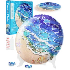 PieceRelax 3D Puzzle Plate 124 Pieces - Shells and The Sea, Decorative Jigsaw for Home & Gift [PL1011]