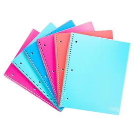 Yoobi College Ruled 8 x 10.5” Spiral Notebook Set – Bulk 6-Pack of 1 Subject Notebooks – Perfect Addition – 100 Perforated 3-Hole Punched Sheets, For School, Office & Home