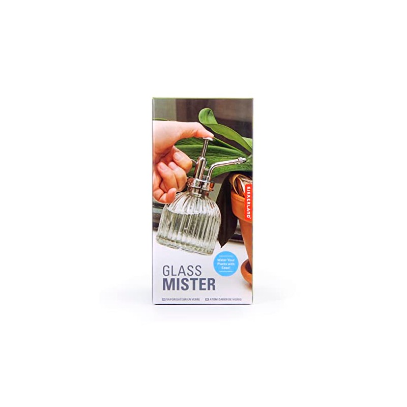 Kikkerland Handheld Glass Mister Mist Spray Bottle, Watering Can, Indoor/Outdoor