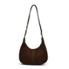 POAPRRD Suede Bags for Women, Brown Suede Handbag Hobo Crescent